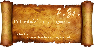 Petneházi Zsigmond névjegykártya
